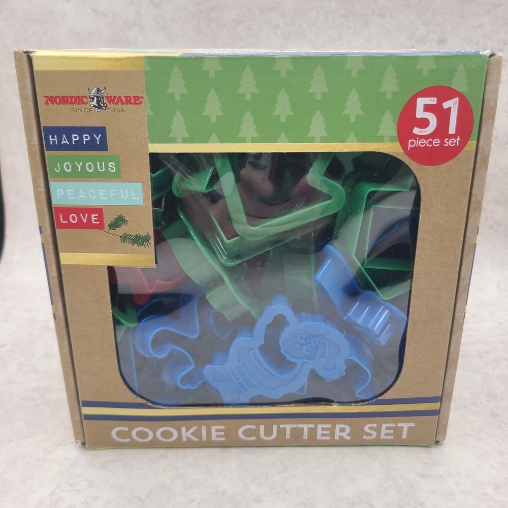 Nordic Ware Cookie Cutter Set 51 Pieces Plastic Shapes Symbols Holiday Etc. NIB